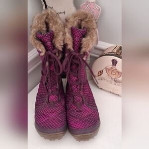 Columbia Navy & Purple 200 G Faux Fur Lined Insulated Winter Boots Sz 9M NWOB
